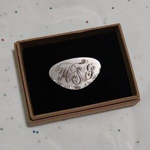 Antique Sterling Silver Hand Engraved Monogrammed "MSG" Pin
